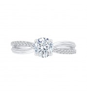 Shah Luxury Round Diamond Engagement Ring with Split Shank In 14K White Gold (Semi-Mount)