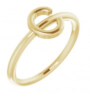 14K Yellow Initial C Ring