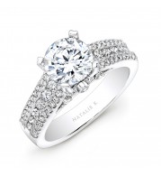 18k White Gold Prong and Channel Round Diamond Engagement Ring