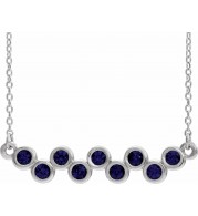14K White Blue Sapphire Bezel-Set Bar 16-18 Necklace