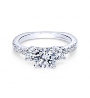 Gabriel & Co. 14k White Gold Contemporary 3 Stone Engagement Ring