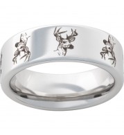 Serinium Pipe Cut Band with Deer Head Laser Engraving