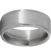 Titanium Flat Band with Grooved Edges and Satin Finish