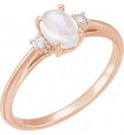 14K Rose Rainbow Moonstone & .06 CTW Diamond Ring