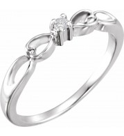 14K White .03 CT Diamond Heart Ring
