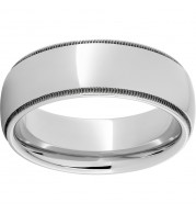 Serinium Domed Grooved Edge Band with Milgrain Edges
