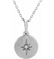 14K White .01 CT Diamond Starburst 16-18 Necklace