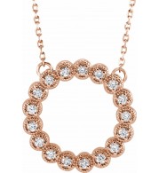 14K Rose 1/4 CTW Diamond Circle 16-18 Necklace