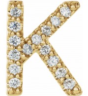 14K Yellow .05 CTW Diamond Single Initial K Earring