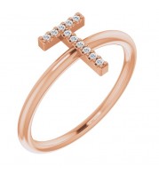 14K Rose .04 CTW Diamond Initial T Ring