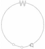 14K White .07 CTW Diamond Initial W 6-7 Bracelet