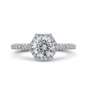 Shah Luxury 14K White Gold Round Diamond Halo Engagement Ring (Semi-Mount)