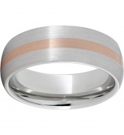 Serinium Domed Band with a 2mm 14K Rose Gold Inlay