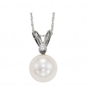 Gems One 14Kt White Gold Diamond (1/50Ctw) & Pearl (1/2 Ctw) Pendant