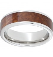 Serinium Pipe Cut Band with Exotic Amboyna Burl Wood Inlay