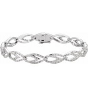 14K White 1 1/3 CTW Diamond Geometric Link Bracelet