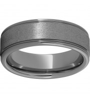 Rugged Tungsten  8mm Rounded Edge Band with Stone Finish
