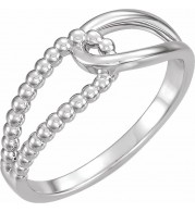 14K White Beaded Ring