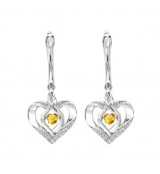 Gems One Silver Diamond (1/50 Ctw) & Created-Citrine Earring
