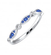 Gems One 14Kt White Gold Diamond (1/20Ctw) & Sapphire (1/5 Ctw) Ring