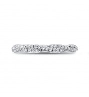Shah Luxury 14K White Gold Round Diamond Criss-Cross Wedding Band