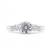 Shah Luxury 14K Two Tone Gold Round Diamond Three-Stone Plus Engagement Ring (Semi-Mount)