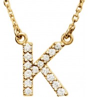 14K Yellow Initial K 1/8 CTW Diamond 16 Necklace