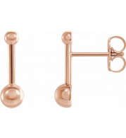 14K Rose Bar & Ball Earrings