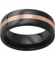 Black Diamond Ceramic Pipe Cut Band with 2mm 14K Rose Gold Inlay
