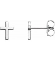 Platinum 7.5 mm Cross Earrings