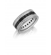 Henri Daussi 9mm Men's Wedding Band  Platinum White B 4.05 Ctw., W 1.15 Ctw. Black Diamond, White Diamond