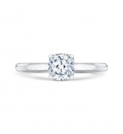 Shah Luxury 14K White Gold Cushion Cut Diamond Solitaire Engagement Ring (Semi-Mount)