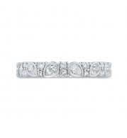 Shah Luxury 14K White Gold Round Cut Diamond Wedding Band