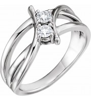 14K White 1/4 CTW Diamond Two-Stone Ring