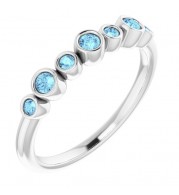 14K White Aquamarine Bezel-Set Ring