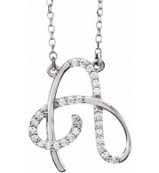 14K White 1/10 CTW Diamond Initial A 16 Necklace