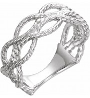 14K White Rope Ring