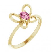 14K Yellow 4x3 mm Oval October Youth Butterfly Birthstone Ring