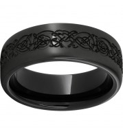 Black Diamond Ceramic Pipe Cut Band with Norseman Laser Engraving