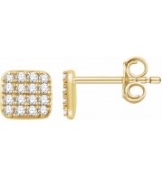 14K Yellow 1/5 CTW Diamond Square Cluster Earrings