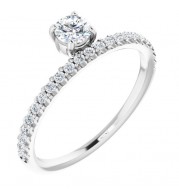 14K White 1/2 CTW Diamond Asymmetrical Stackable Ring