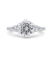 Shah Luxury 14K White Gold Round Cut Diamond Engagement Ring (Semi-Mount)