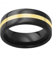 Black Diamond Ceramic Pipe Cut Band with 2mm 18K Yellow Gold Inlay