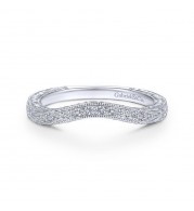 Gabriel & Co. 14k White Gold Victorian Curved Wedding Band