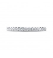 Shah Luxury 14K White Gold Half-Eternity Round Diamond Wedding Band
