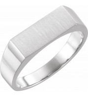 14K White 15x6 mm Rectangle Signet Ring