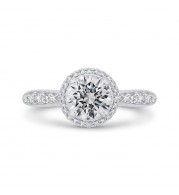 Shah Luxury 14K White Gold Round Cut Diamond Halo Engagement Ring (Semi-Mount)