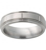 Titanium Rounded Edge Band with Vertical Grooves and Satin Finish