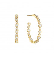 Henri Daussi 14k Yellow Gold Diamond Hoop Earrings