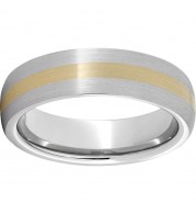 Serinium Domed Band with a 2mm 14K Yellow Gold Inlay